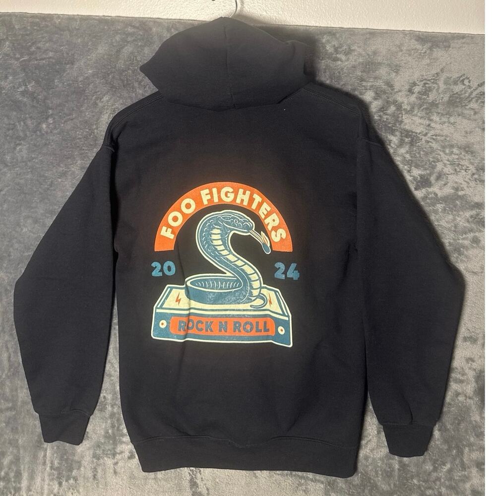Band x Foo Fighters 2024 Tour Hoodie Size Medium Black Full Zip Cobra Matchbox
